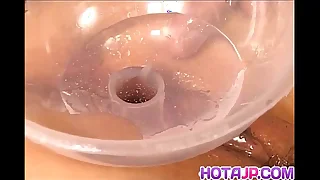 Kawai Yui gets vibrator with the addition of glass in pussy